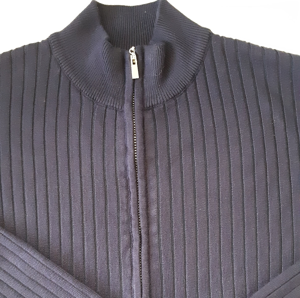 Men's Classic Navy Zip-Up Sweater - Picture 3 of 9